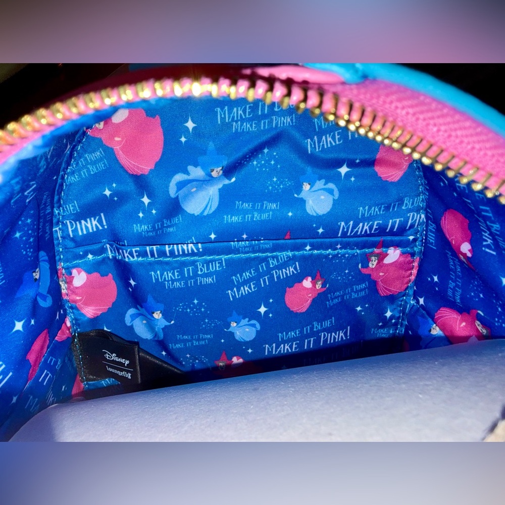 Loungefly Make it Pink Make it Blue Sleeping Beauty Convertible Mini Backpack - Picture 9 of 10